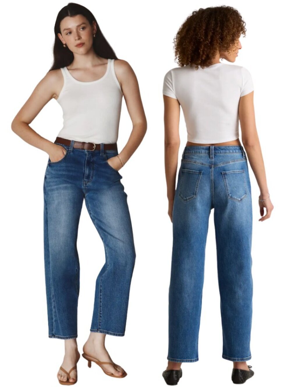 Quince Bella Stretch Barrel Jeans Women's 25 Atlantic Blue Denim Minimalist Chic